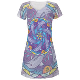 Mandala Trippy Stained Glass Dolphins All Over Juniors Beach Cover-Up Dress