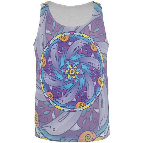 Mandala Trippy Stained Glass Dolphins All Over Mens Tank Top