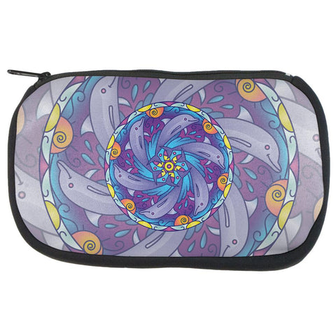 Mandala Trippy Stained Glass Dolphins Makeup Bag