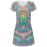 Mandala Trippy Stained Glass Octopus All Over Juniors Beach Cover-Up Dress