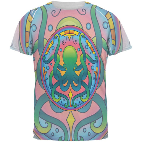 Mandala Trippy Stained Glass Octopus All Over Mens T Shirt