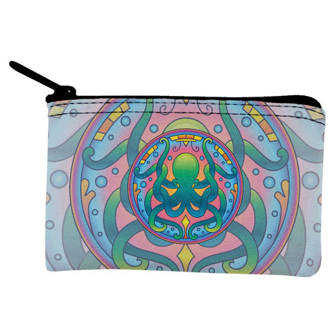 Mandala Trippy Stained Glass Octopus Coin Purse