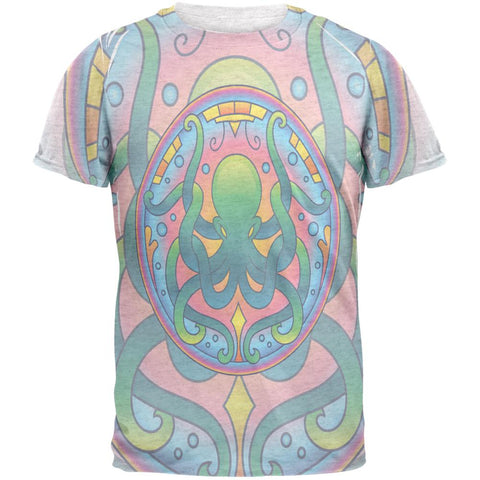Mandala Trippy Stained Glass Octopus Mens T Shirt