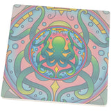 Mandala Trippy Stained Glass Octopus Square SandsTone Art Coaster