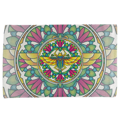 Mandala Trippy Stained Glass Scarab All Over Hand Towel
