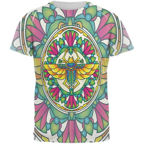 Mandala Trippy Stained Glass Scarab All Over Mens T Shirt