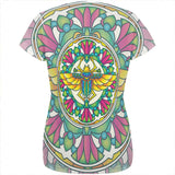 Mandala Trippy Stained Glass Scarab All Over Womens T Shirt