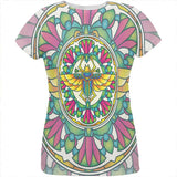 Mandala Trippy Stained Glass Scarab All Over Womens T Shirt