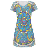 Mandala Trippy Stained Glass Seahorse All Over Juniors Beach Cover-Up Dress