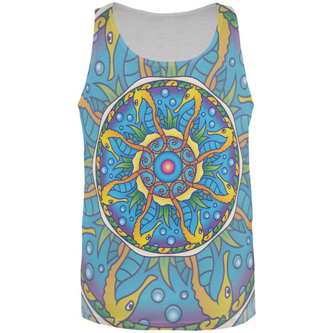 Mandala Trippy Stained Glass Seahorse All Over Mens Tank Top