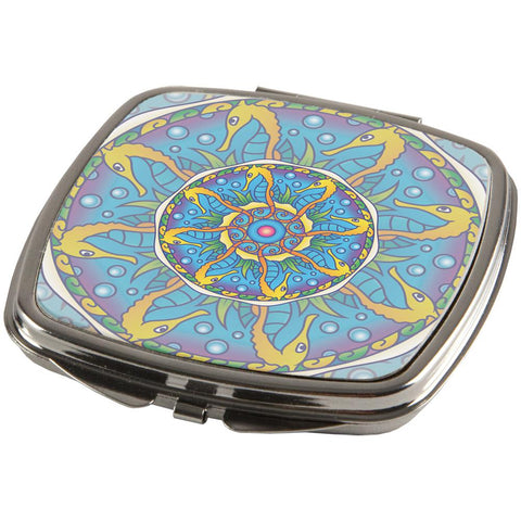 Mandala Trippy Stained Glass Seahorse Compact