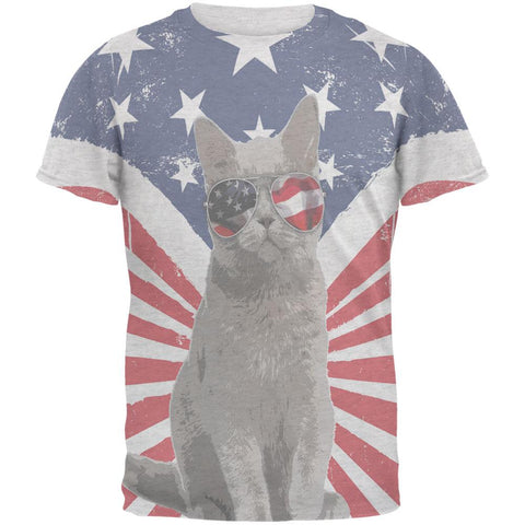 4th Of July Meowica America Patriot Cat Mens Soft T Shirt