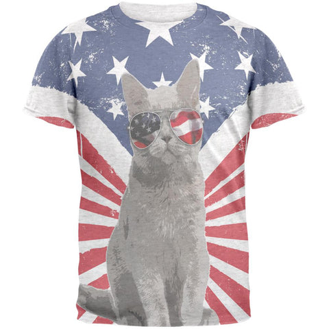4th Of July Meowica America Patriot Cat Mens T Shirt