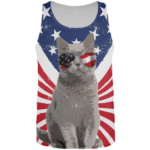 4th Of July Meowica America Patriot Cat All Over Mens Tank Top