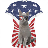 4th Of July Meowica America Patriot Cat All Over Womens T Shirt