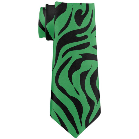 Green Zebra Stripes All Over Neck Tie