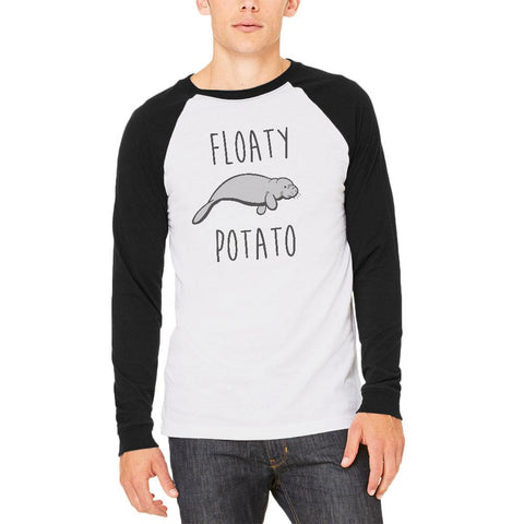 Floaty Potato Manatee Mens Long Sleeve Raglan T Shirt