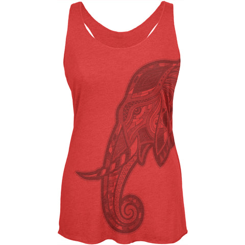 Tribal Elephant Womens Soft Racerback Tank Top front view