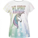 My Spirit Animal Unicorn Pastel Rainbow All Over Womens T Shirt