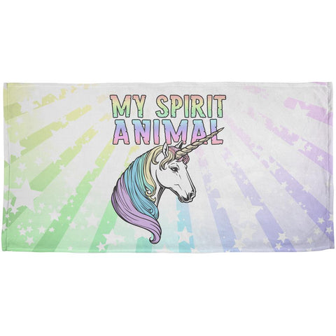 My Spirit Animal Unicorn Pastel Rainbow All Over Beach Towel
