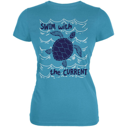 Sea Turtle Swim with the Current Juniors Soft T Shirt