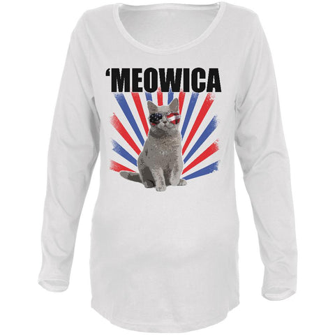 4th Of July Meowica America Patriot Cat Maternity Soft Long Sleeve T Shirt