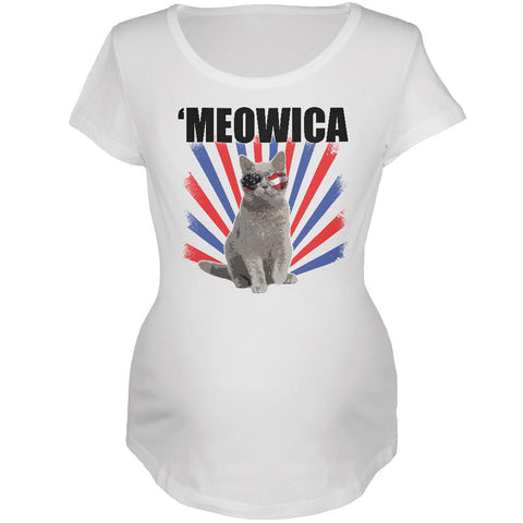 4th Of July Meowica America Patriot Cat Maternity Soft T Shirt
