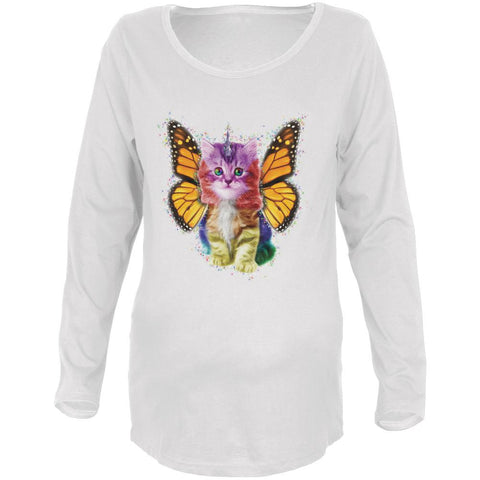 Rainbow Butterfly Unicorn Kitten Maternity Soft Long Sleeve T Shirt