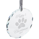 Puppy's First 1st Christmas 2017 Etched Round Crystal Ornament