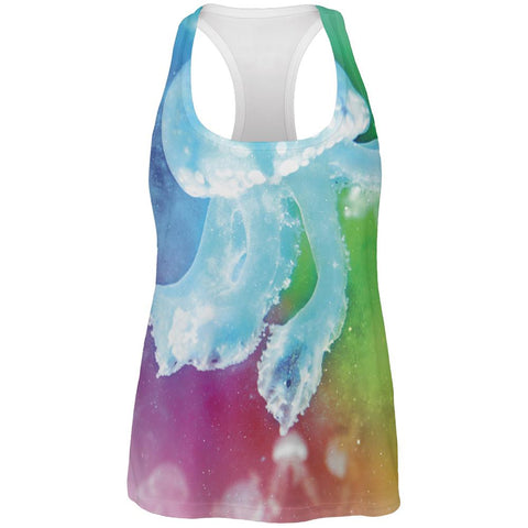 Squishy Baby Jellyfish Rainbow All Over Womens Work Out Tank Top