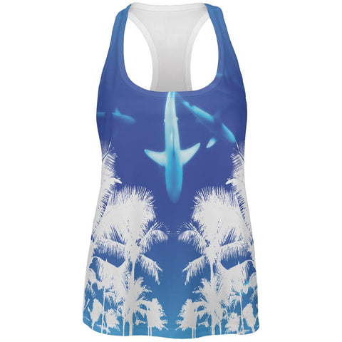 Summer Shark Beach Party All Over Womens Work Out Tank Top