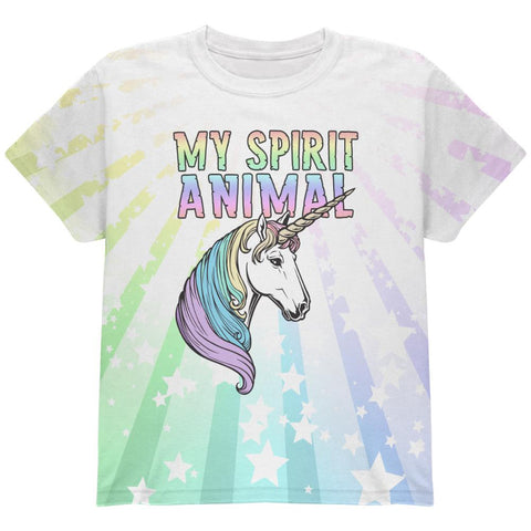 My Spirit Animal Unicorn Pastel Rainbow All Over Youth T Shirt