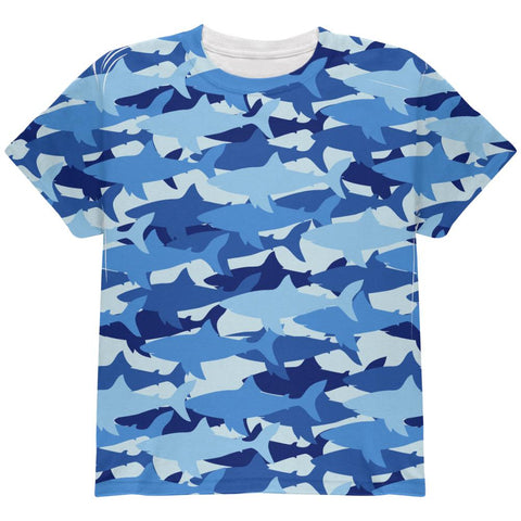 Great White Shark Camo All Over Youth T Shirt