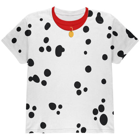 Kids Halloween Costume Dalmatian with Red Collar All Over Youth T Shirt - front