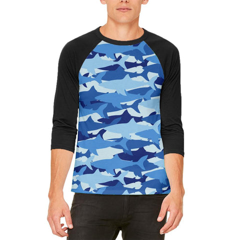 Great White Shark Camo Mens Raglan T Shirt