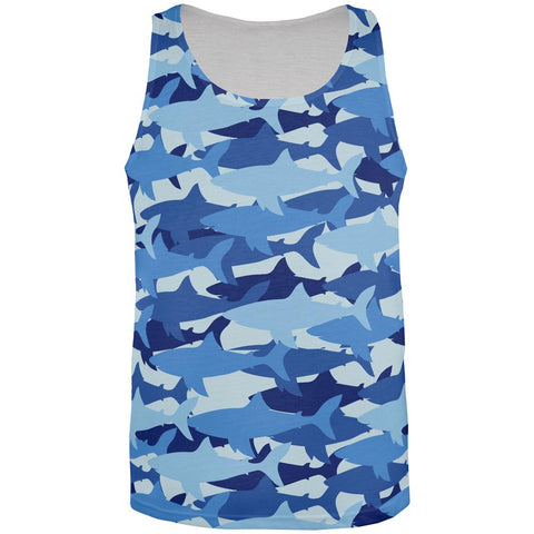 Great White Shark Camo All Over Mens Tank Top
