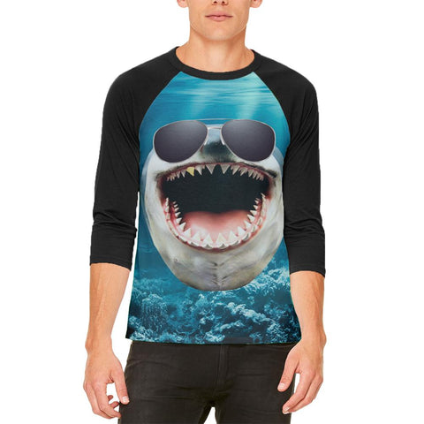 Big Goofy Shark In Sunglasses Mens Raglan T Shirt