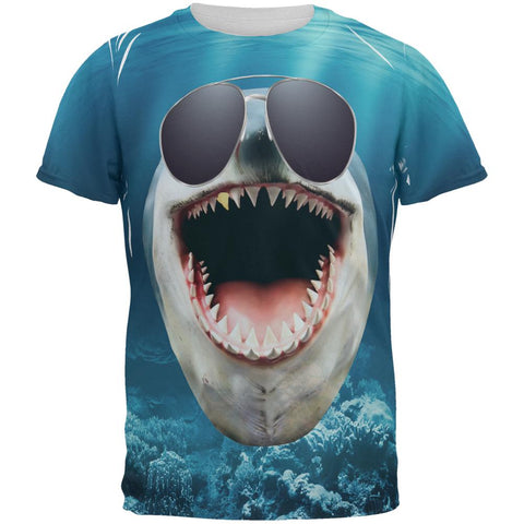 Big Goofy Shark In Sunglasses All Over Mens T Shirt