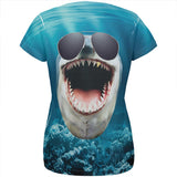 Big Goofy Shark In Sunglasses All Over Womens T Shirt