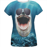 Big Goofy Shark In Sunglasses All Over Womens T Shirt