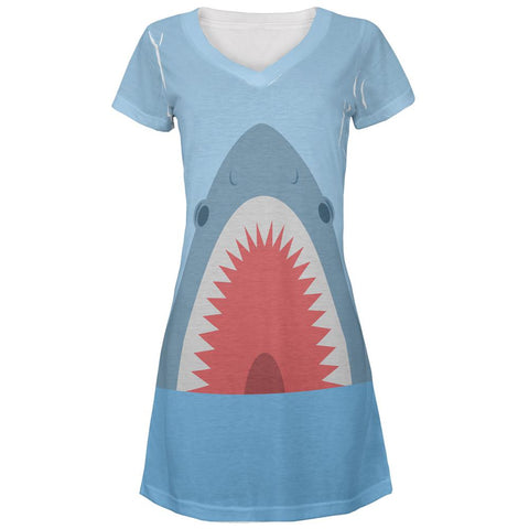 Cute Fun Shark Attack All Over Juniors Beach Cover-Up Dress Cute Fun Shark Attack All Over Juniors Beach Cover-Up Dress