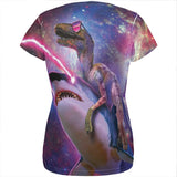 Velociraptor Laser Shark Galaxy Funny All Over Womens T Shirt