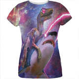 Velociraptor Laser Shark Galaxy Funny All Over Womens T Shirt