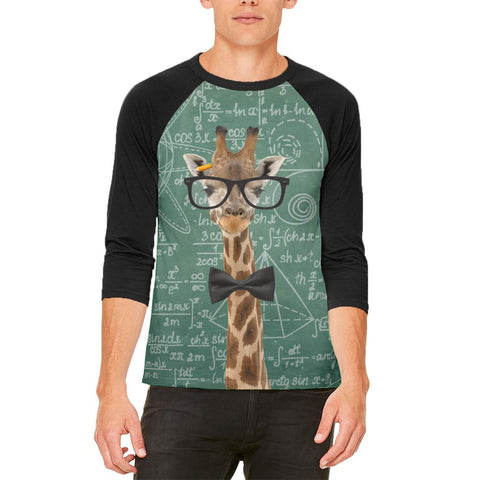 Giraffe Geek Math Formulas Mens Raglan T Shirt