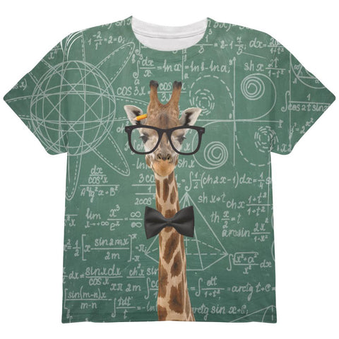 Giraffe Geek Math Formulas All Over Youth T Shirt