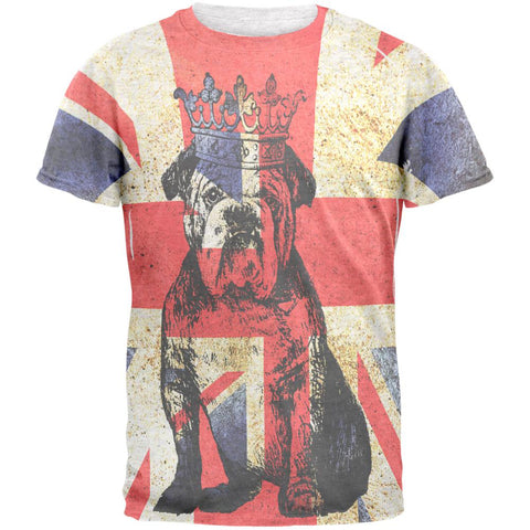 English British Bulldog Crown Grunge Flag Mens T Shirt