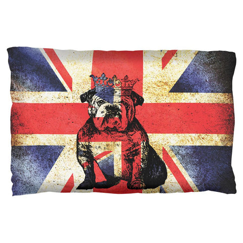 English British Bulldog Crown Grunge Flag Pillow Case