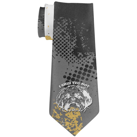 I Shih Tzu Not Funny Splatter Grunge All Over Neck Tie