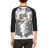 Bicycle Sloth Funny Grunge Splatter Mens Raglan T Shirt