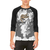 Bicycle Sloth Funny Grunge Splatter Mens Raglan T Shirt